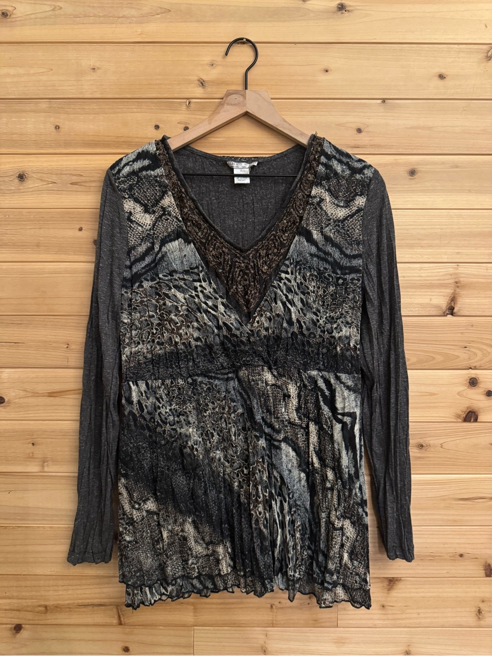 Y2K Vintage Alberto Makali XL Snake Zebra Cheetah Abstract Animal Print Blouse